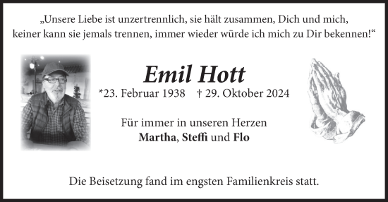 Traueranzeige von Emil Hott von merkurtz