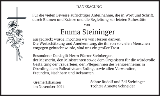 Traueranzeige von Emma Steininger von merkurtz