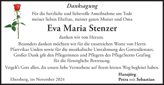 Traueranzeige von Eva Maria Stenzer von merkurtz