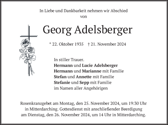 Traueranzeige von Georg Adelsberger von merkurtz