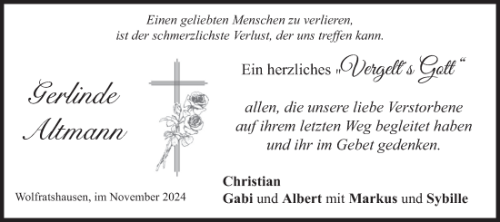 Traueranzeige von Gerlinde Altmann von merkurtz