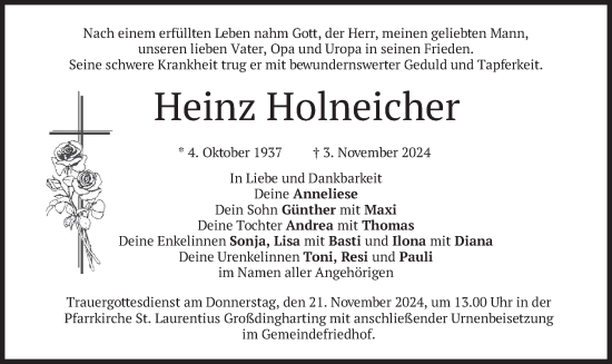 Traueranzeige von Heinz Holneicher von merkurtz