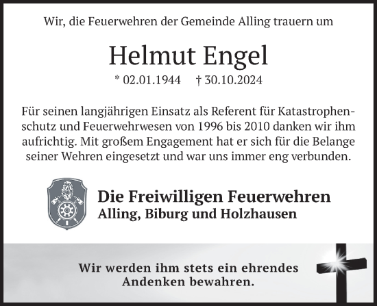 Traueranzeige von Helmut Engel von merkurtz