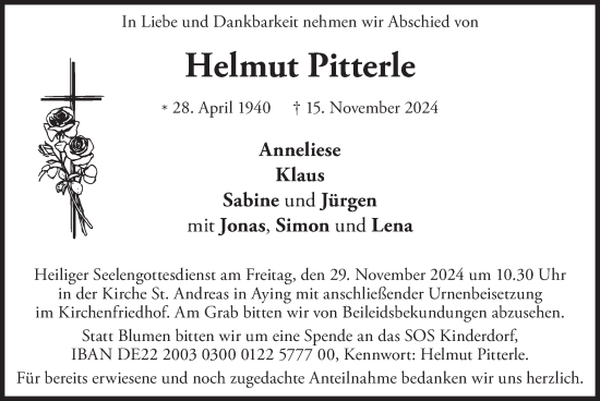 Traueranzeige von Helmut Pitterle von merkurtz