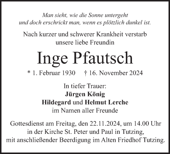 Traueranzeige von Inge Pfautsch von merkurtz