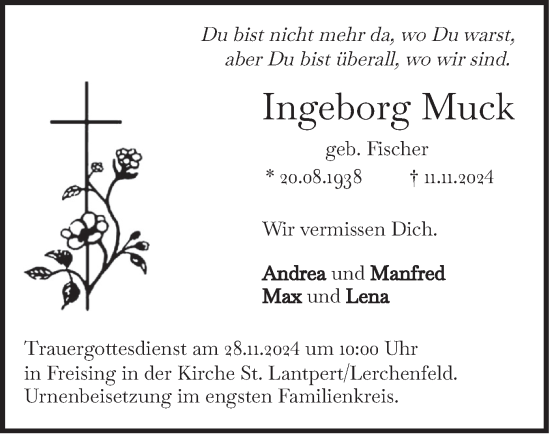 Traueranzeige von Ingeborg Muck von merkurtz