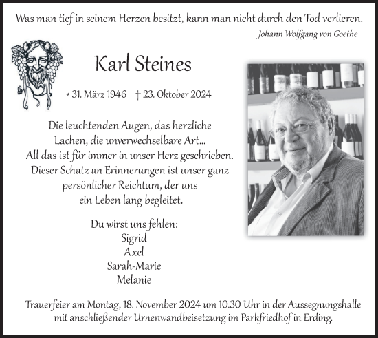 Traueranzeige von Kar Steines von merkurtz