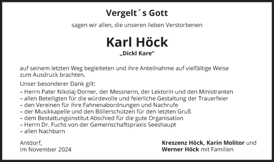 Traueranzeige von Karl Höck von merkurtz