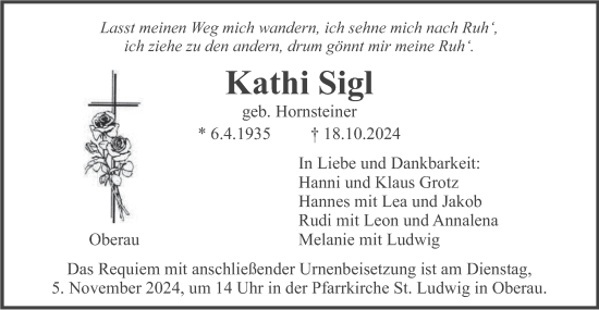 Traueranzeige von Kathi Sigl von merkurtz