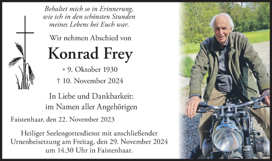 Traueranzeige von Konrad Frey von merkurtz