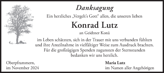 Traueranzeige von Konrad Lutz von merkurtz