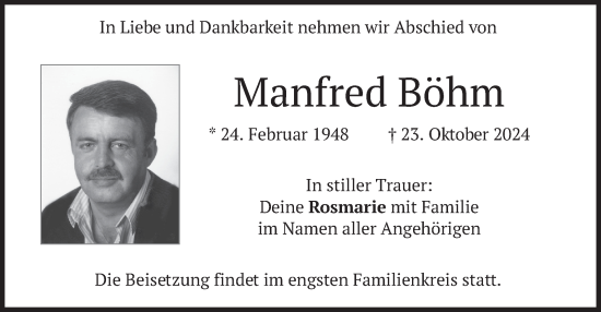 Traueranzeige von Manfred Böhm von merkurtz