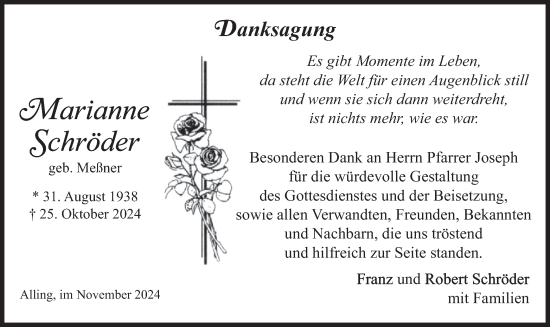 Traueranzeige von Marianne Schröder von merkurtz