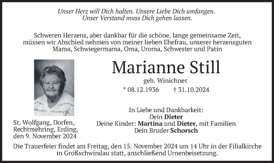 Traueranzeige von Marianne Still von merkurtz