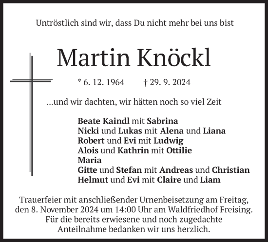 Traueranzeige von Martin Knöckl von merkurtz