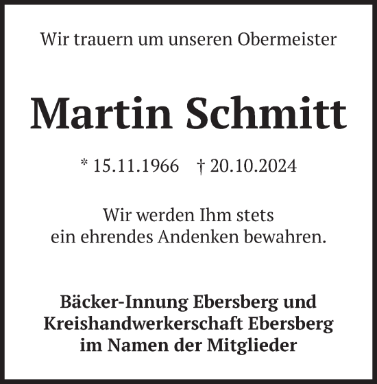 Traueranzeige von Martin Schmitt von merkurtz