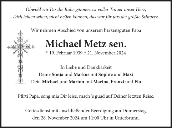 Traueranzeige von Michael Metz von merkurtz