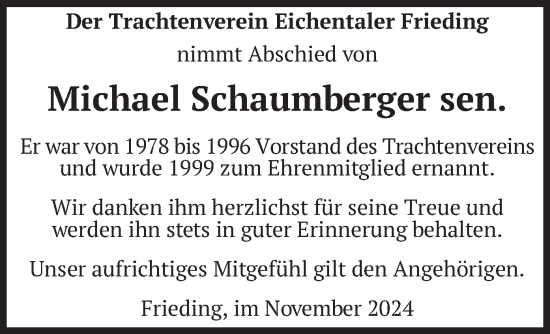 Traueranzeige von Michael Schaumberger von merkurtz