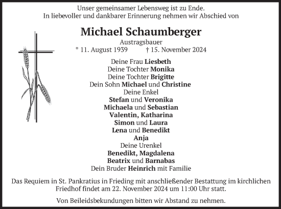 Traueranzeige von Michael Schaumberger von merkurtz