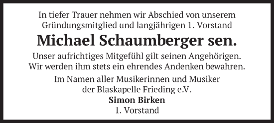 Traueranzeige von Michael Schaumberger von merkurtz