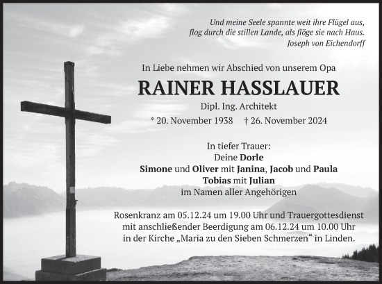 Traueranzeige von Rainer Hasslauer von merkurtz