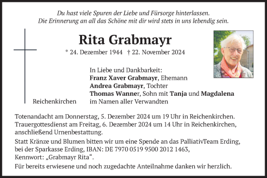 Traueranzeige von Rita Grabmayr von merkurtz