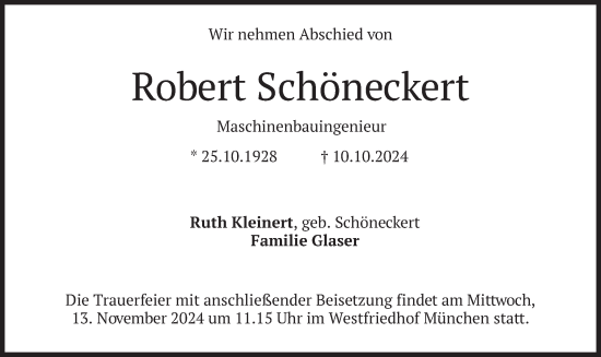 Traueranzeige von Robert Schöneckert von merkurtz