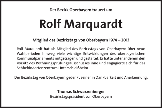 Traueranzeige von Rolf Marquardt von merkurtz