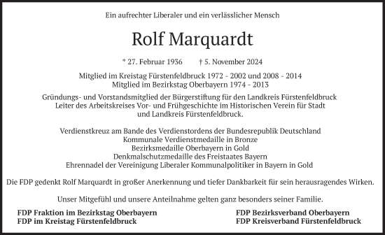 Traueranzeige von Rolf Marquardt von merkurtz