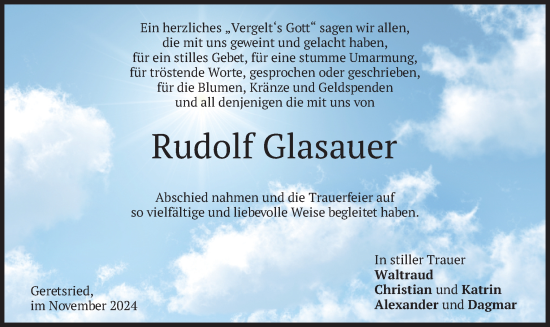 Traueranzeige von Rudolf Glasauer von merkurtz