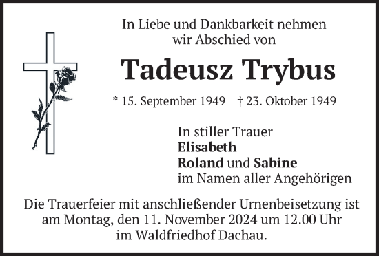 Traueranzeige von Tadeusz Trybus von merkurtz