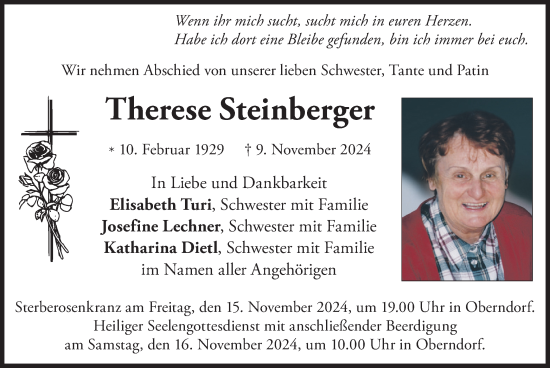 Traueranzeige von Therese Steinberger von merkurtz