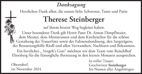Traueranzeige von Therese Steinberger von merkurtz