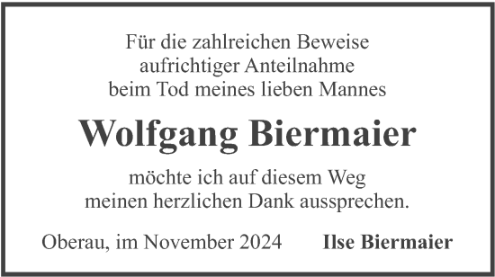 Traueranzeige von Wolfgang Biermaier von merkurtz