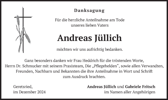 Traueranzeige von Andreas Jüllich von merkurtz