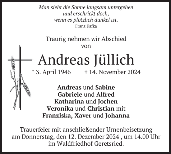 Traueranzeige von Andreas Jüllich von merkurtz