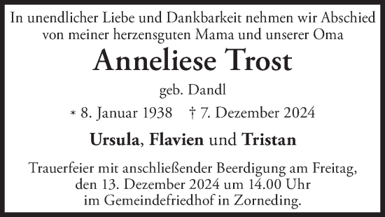 Traueranzeige von Anneliese Trost von merkurtz