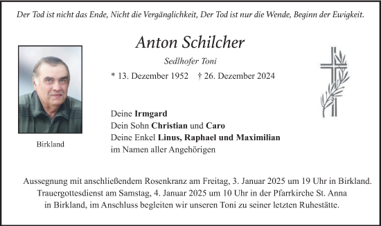 Traueranzeige von Anton Schilcher von merkurtz