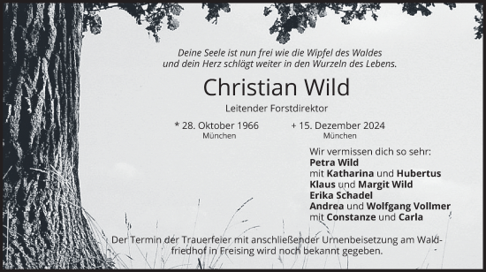 Traueranzeige von Christian Wild von merkurtz