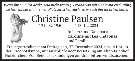 Traueranzeige von Christine Paulsen von merkurtz