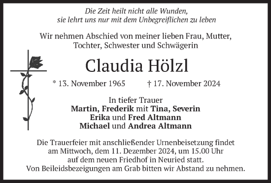 Traueranzeige von Claudia Hölzl von merkurtz