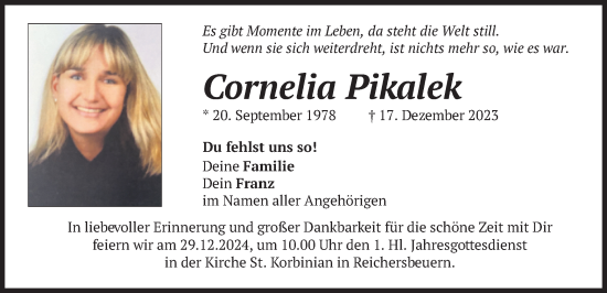 Traueranzeige von Cornelia Pikalek von merkurtz
