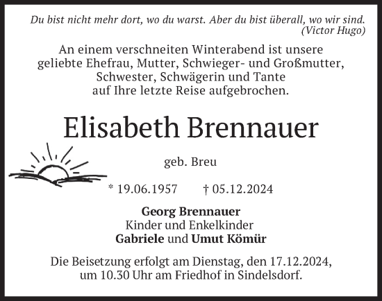 Traueranzeige von Elisabeth Brennauer von merkurtz