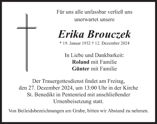 Traueranzeige von Erika Brouczek von merkurtz