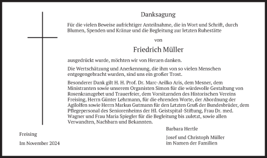 Traueranzeige von Friedrich Müller von merkurtz
