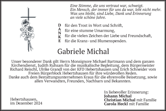 Traueranzeige von Gabriele Michal von merkurtz