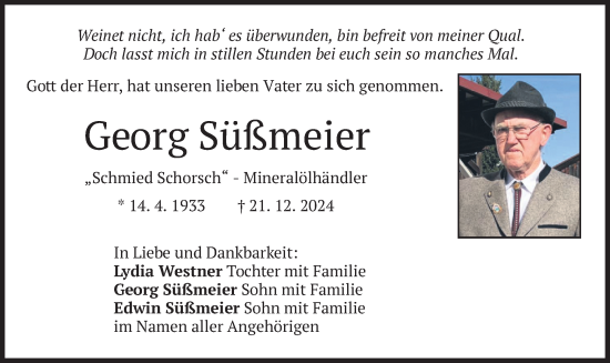 Traueranzeige von Georg Süßmeier von merkurtz