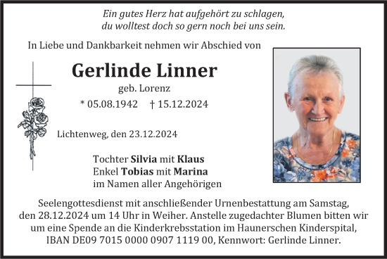 Traueranzeige von Gerlinde Linner von merkurtz