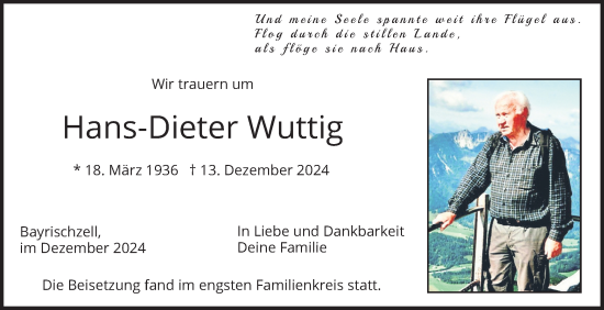 Traueranzeige von Hans-Dieter Wuttig von merkurtz