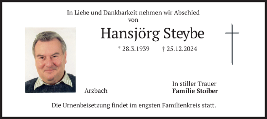 Traueranzeige von Hansjörg Steybe von merkurtz